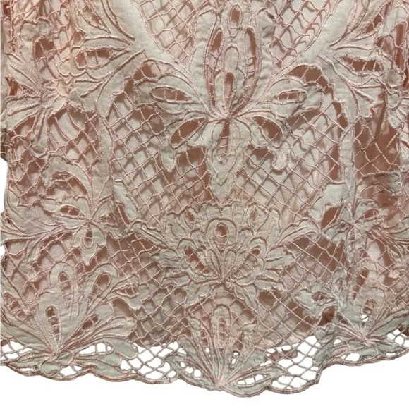 Sundance Blush Pink Embroidered Lace Blouse Romantic Top Sz S - Picture 10 of 11
